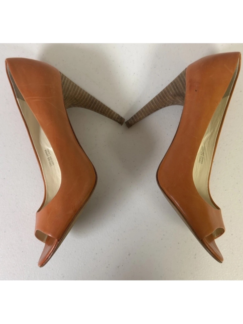 Via Spiga Orange Peep-toe Pumps With Platform Heel Size 6.5 Made In Italy - Picture 6 of 11